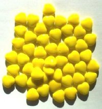 50 10mm Opaque Yellow Glass Heart Beads